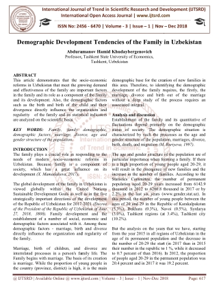 Demographic Development Tendencies of the Family in Uzbekistan