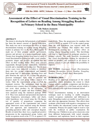 Assessment of the Effect of Visual Discrimination Training in the Recognition of Letters on Reading Among Struggling Rea