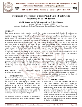 Design and Detection of Underground Cable Fault Using Raspberry Pi and IoT System