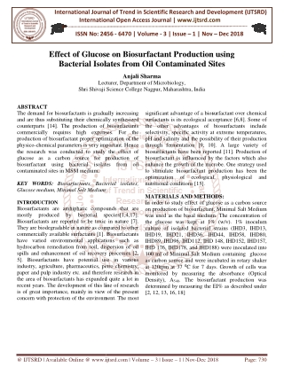 Effect of Glucose on Biosurfactant Production using Bacterial Isolates from Oil Contaminated Sites