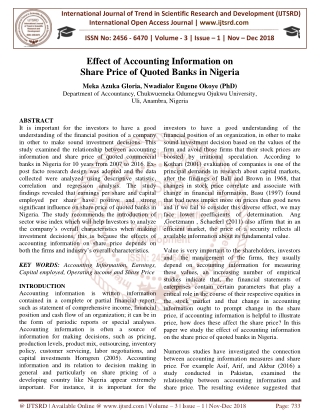 Effect of Accounting Information on Share Price of Quoted Banks in Nigeria