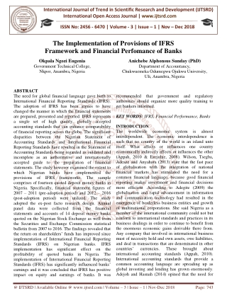 The Implementation of Provisions of IFRS Framework and Financial Perfomance of Banks