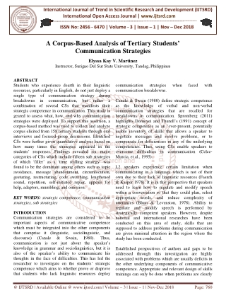 A Corpus Based Analysis of Tertiary Students' Communication Strategies