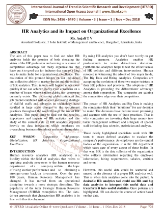 HR Analytics and its Impact on Organizational Excellence