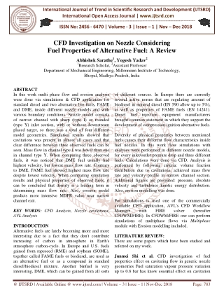 CFD Investigation on Nozzle Considering Fuel Properties of Alternative Fuel A Review