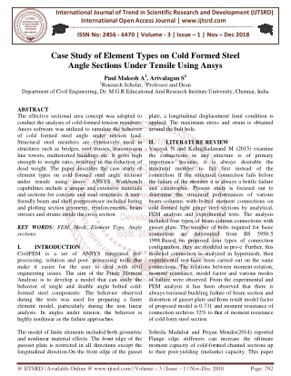 Case Study of Element Types on Cold Formed Steel Angle Sections Under Tensile Using Ansys