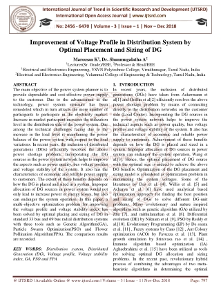 Improvement of Voltage Profile in Distribution System by Optimal Placement and Sizing of DG