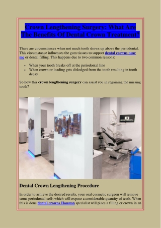 Crown Lengthening Surgery: What Are The Benefits Of Dental Crown Treatment?