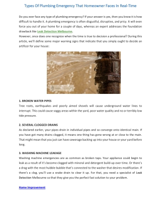 Plumbing Emergency That Homeowner Faces In Real-Time