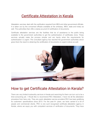 Certificate Attestation in Kerala