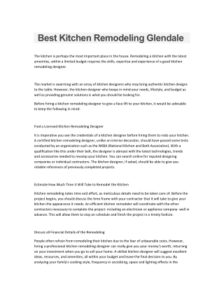 Kitchen Remodeling Glendale