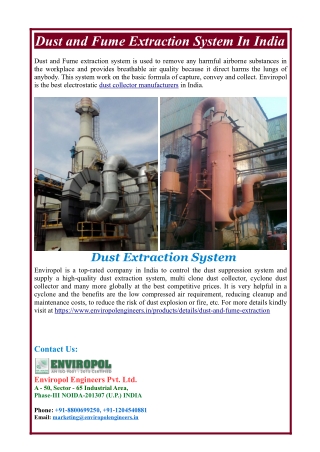 Dust and Fume Extraction System In India