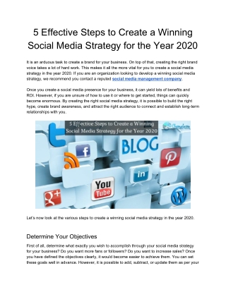 5 Effective Steps to Create a Winner Social Media Strategy for the Year 2020