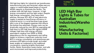 LED High Bay Lights & Tubes for Australian Industries (Warehouses, Manufacturing Units & Factorise)