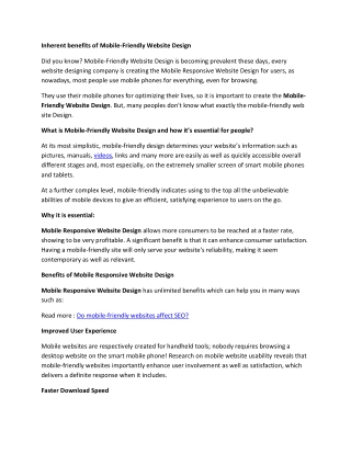 Inherent benefits of Mobile-Friendly Website Design