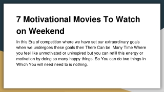 Motivational Movies To Watch This Weekend