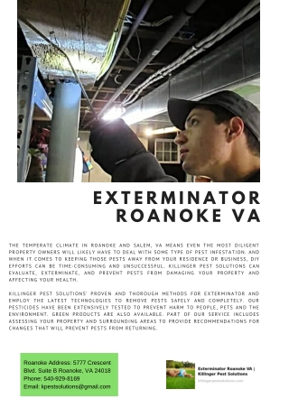 Exterminator Roanoke VA | Killinger Pest Solutions