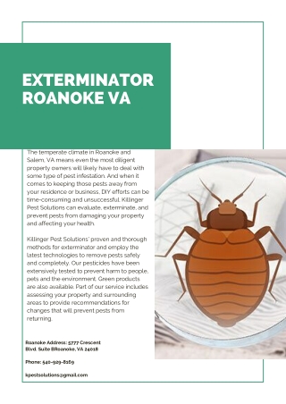 Exterminator Roanoke VA | Killinger Pest Solutions