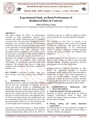 Experimental Study on Bond Performance of Reinforced Bars in Concrete