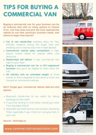 Tips for Buying a Commercial Van