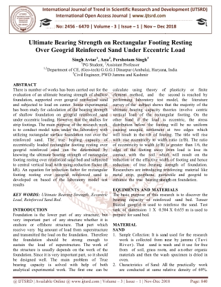 Ultimate Bearing Strength on Rectangular Footing Resting Over Geogrid Reinforced Sand Under Eccentric Load