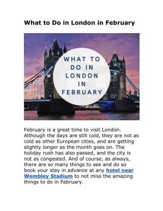 What to Do in London in February