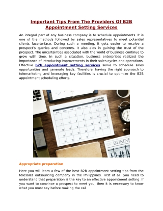 Important Tips From The Providers Of B2B Appointment Setting Services