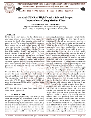 Analysis PSNR of High Density Salt and Pepper Impulse Noise Using Median Filter