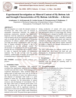 Experimental Investigation on Mineral Content of Fly Bottom Ash and Strength Characteristics of Fly Bottom Ash Bricks -