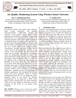 Air Quality Monitoring System Using Wireless Sensor Networks