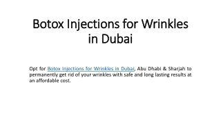 Botox Injections for Wrinkles in Dubai