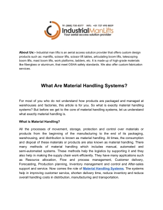 What Are Material Handling Systems?