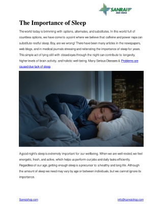 The Importance of Sleep | Sanrai Shop