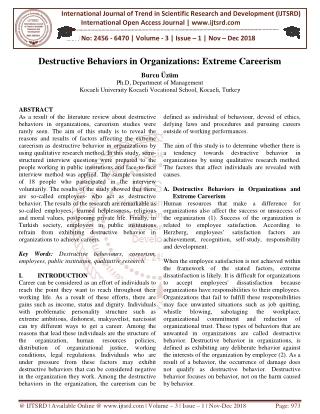 Destructive Behaviors in Organizations Extreme Careerism