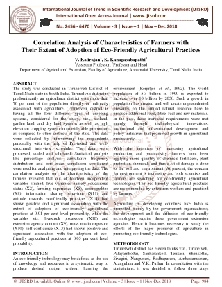 Correlation Analysis of Characteristics of Farmers with Their Extent of Adoption of Eco Friendly Agricultural Practices