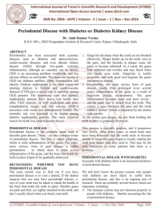 Periodontal Disease with Diabetes or Diabetes Kidney Disease