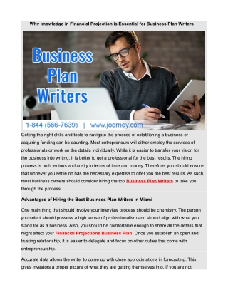 Why knowledge in Financial Projection is Essential for Business Plan Writers