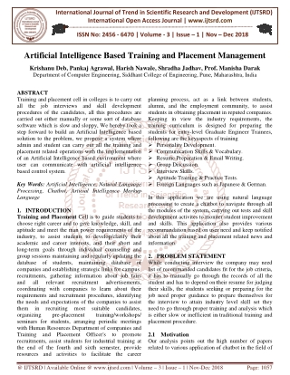 Artificial Intelligence Based Training and Placement Management