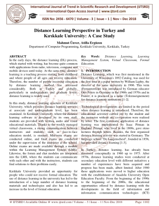 Distance Learning Perspective in Turkey and Kırıkkale University: A Case Study