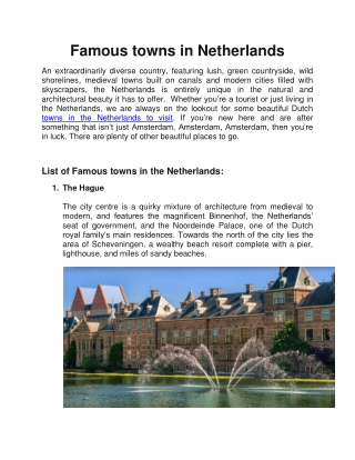 famous towns in Netherlands