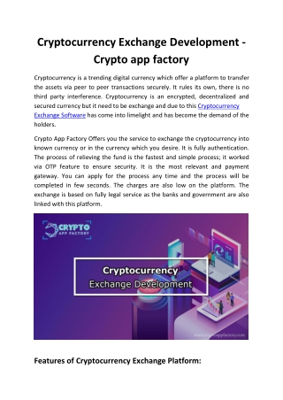 Cryptocurrency Exchange Development - Crypto app factory