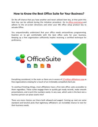 How to Know the Best Office Suite for Your Business - Office.com/setup