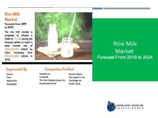 Rice Milk Market Worth to be US$2,619.954 million by 2024