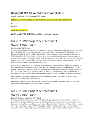 DeVry NR 702 All Weeks Discussions Latest