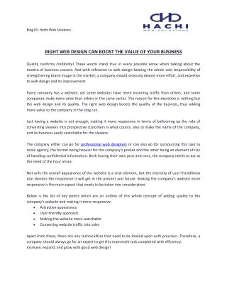 Boost The Value Of Your Business With Right Web Design