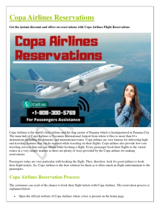Copa Airlines Reservations | Booking Deals