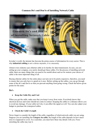 Common Do’s and Don’ts of Installing Network Cable