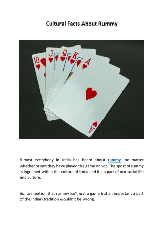 Cultural facts about rummy