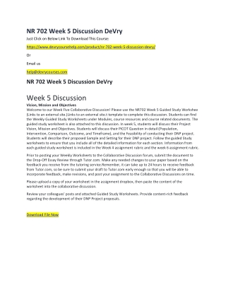 NR 702 Week 5 Discussion DeVry