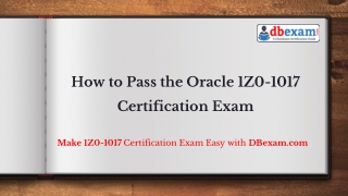 [PDF] How to Pass the Oracle 1Z0-1017 Certification Exam